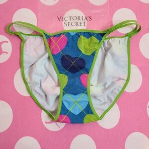 Rare VTG VS PINK Graphic Cotton Low Rise Double String Bikini Panty Size M